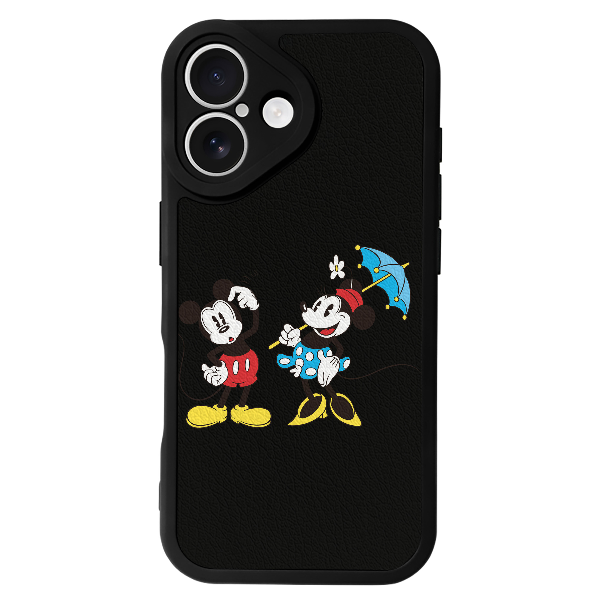 （画像用） ミッキーマウス Mickey Mouse 【iPhone 16シリーズ対応】シリコンスマホケース（レザー調） 材質：シリコン
